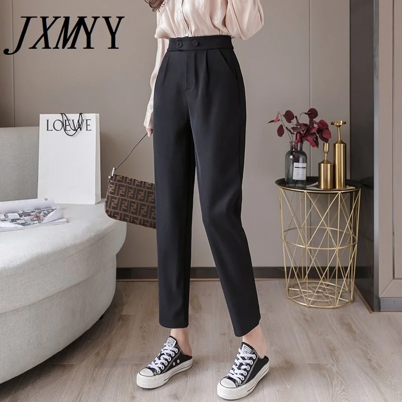 imCharms 2023 Spring All-Match Suit Pants Women High Waist Draped Loose Straight Casual Harem Pants