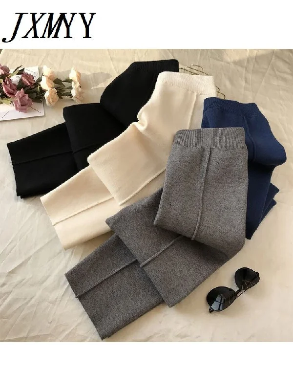 imCharms 2023 Spring High Waist Loose Knitted Grandma Pants Nine Points All-Match Casual Pants Female Ins