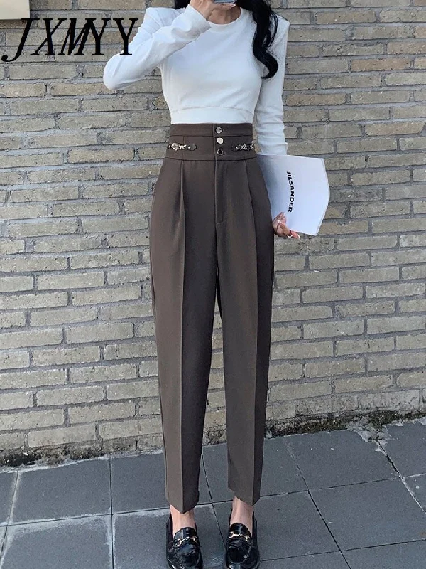 Spring and Autumn Season Thickened Fabric High Waist Casual Loose Ninth Suit Pants Explosive Small Foot Pants Women