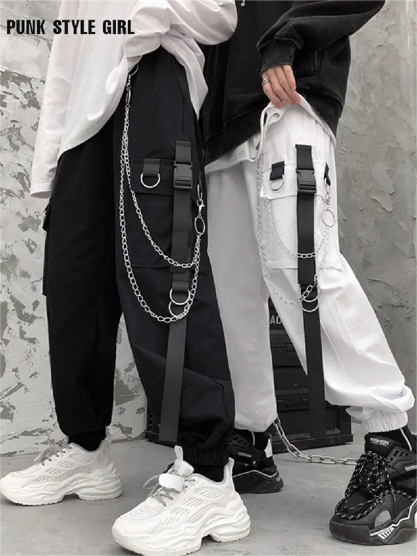 Women Y2K Techwear Cargo Baggy Joggers Pants Side Pockets Hip Hop Casual Streetwear Couple Female Loose Jogging Trousers