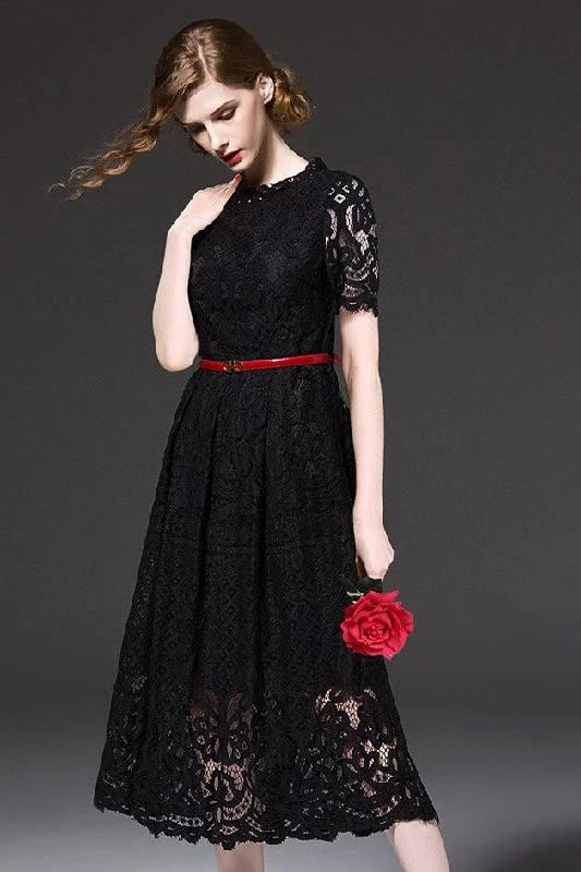 Black All-Over Lace Dress