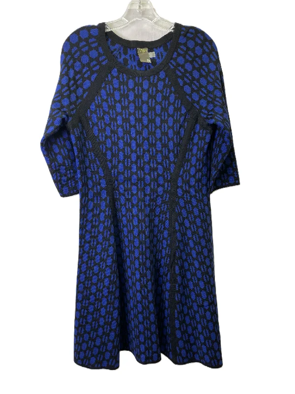 Dress Sweater By Taylor In Black & Blue, Size: L