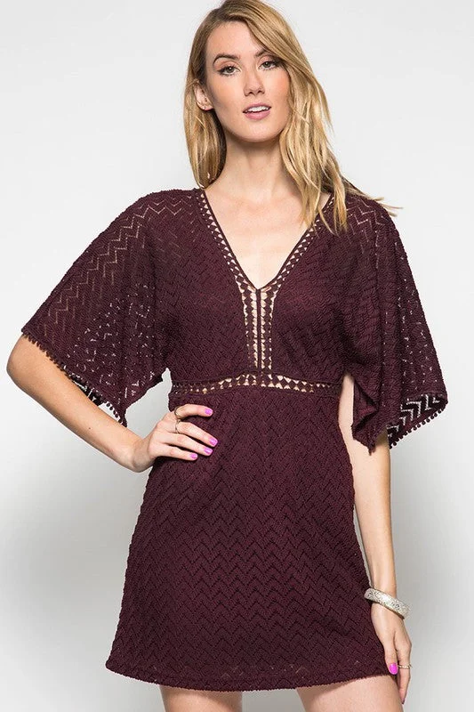 Half Open Sleeve Lace Dress