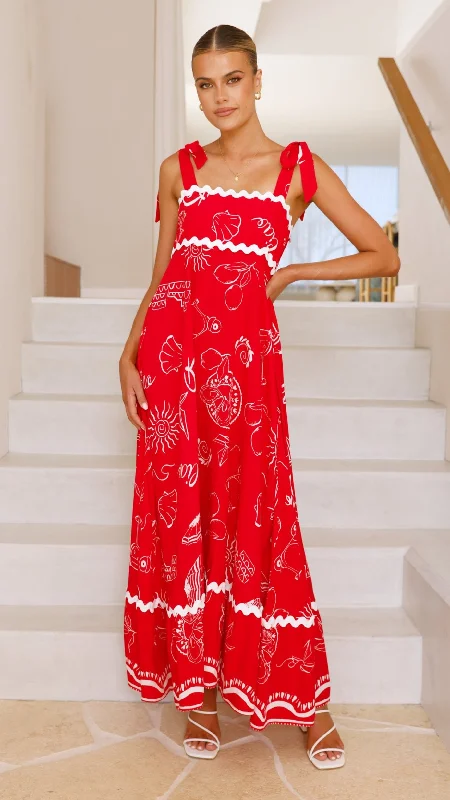 Birkley Maxi Dress - Red Print