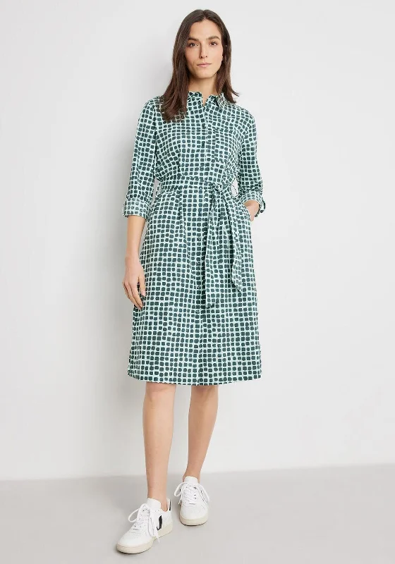 Gerry Weber Square Print Shirt Midi Dress, Green