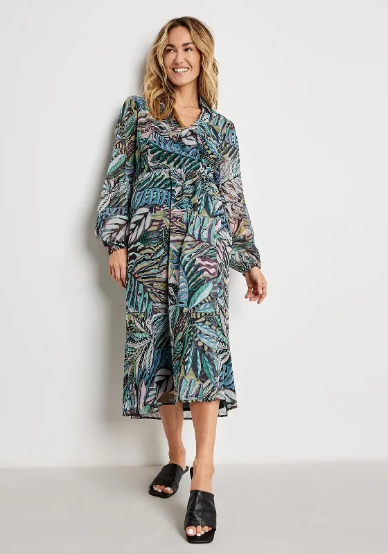 Gerry Weber Tropical Leaf Print Wrap Midi Dress, Multi