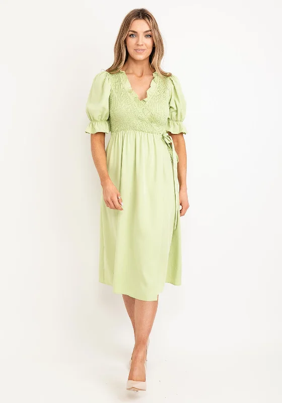 Jovonna Greenwich Midi Wrap Dress, Green