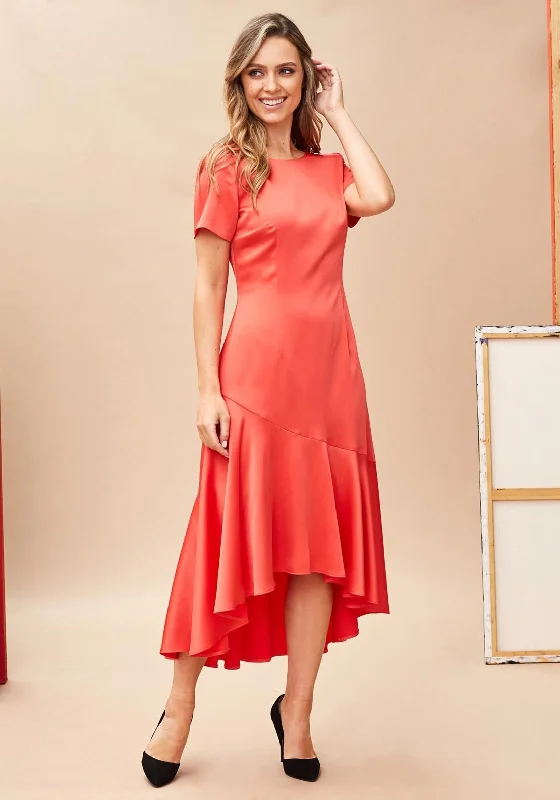 Kate Cooper Mermaid Flare Midi Dress, Coral