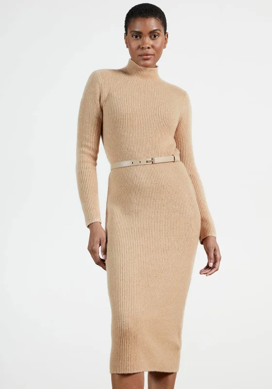 Ted Baker Womens Conniey Knit Midi Dress, Camel