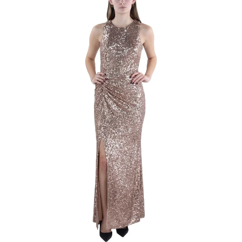 Womens Sequin Open Back Evening Dress