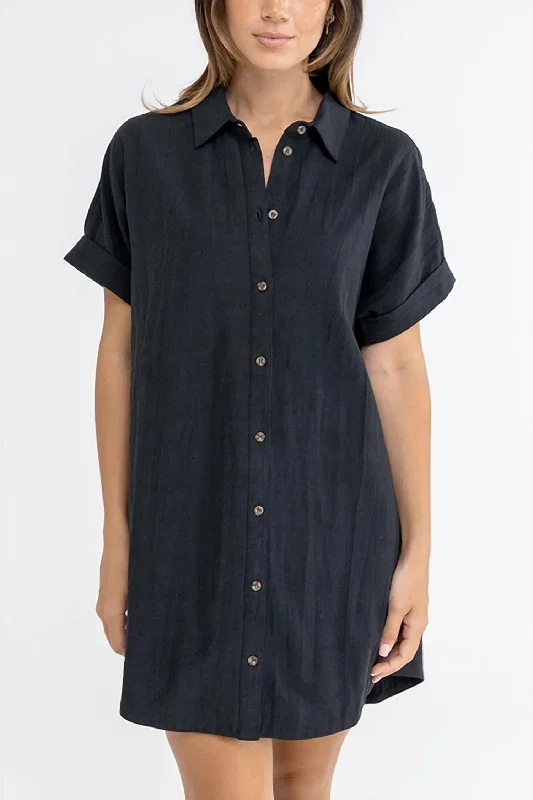 Classic Shirt Dress In Black