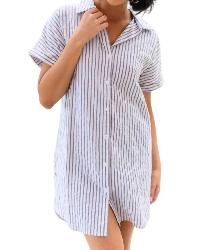 Cornelia Striped Shirt Dress In Grey