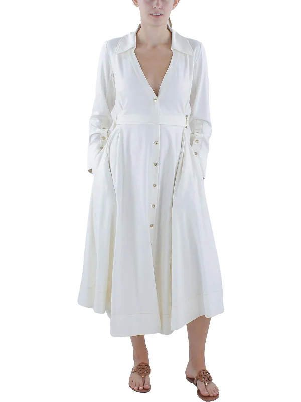 Nyle Womens Collar Long Shirtdress